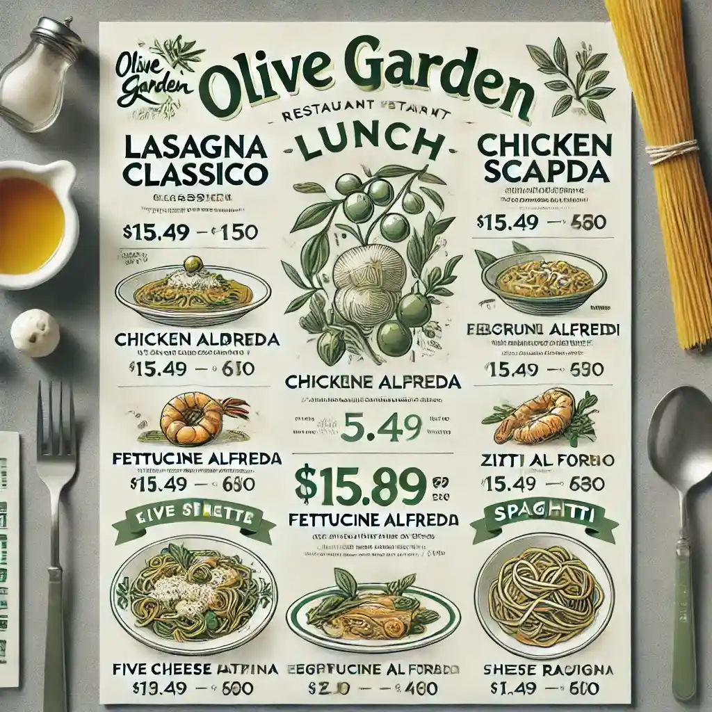 olive garden lunch menu with prices nutrition